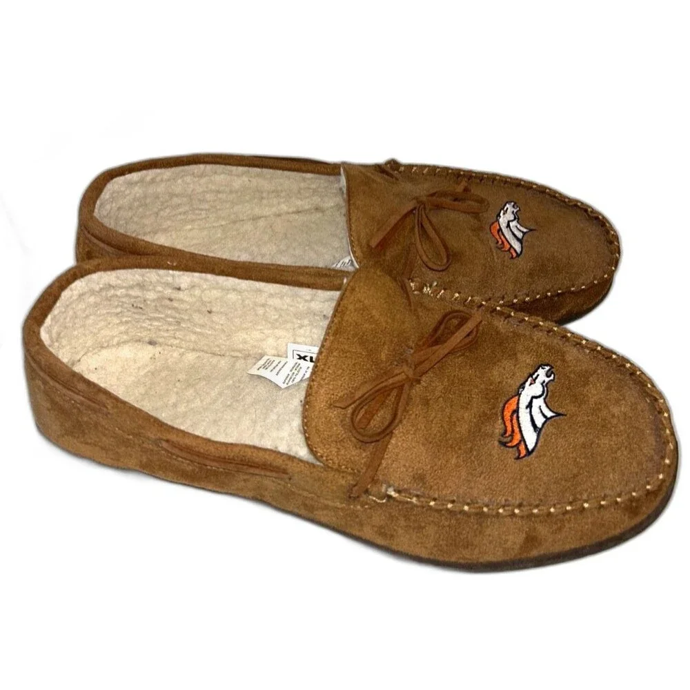Denver Broncos Embroidery Slippers Faux Suede Faux Men’s size XL 11.5-13